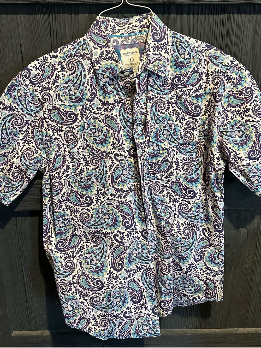 Panhandle Slim Paisley Short-Sleeve Button-Up Shirt - Blue/Teal